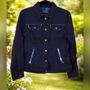 Redline Dark Blue Jean Jacket with Plaid Details